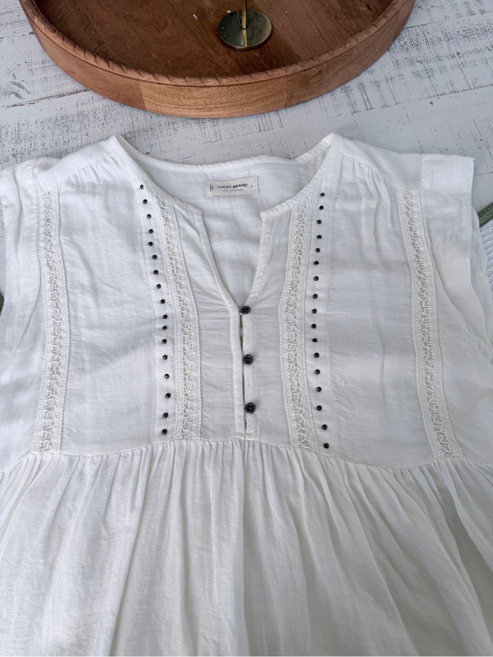 Lucky Brand Cream Boho top - Picture 4 of 8